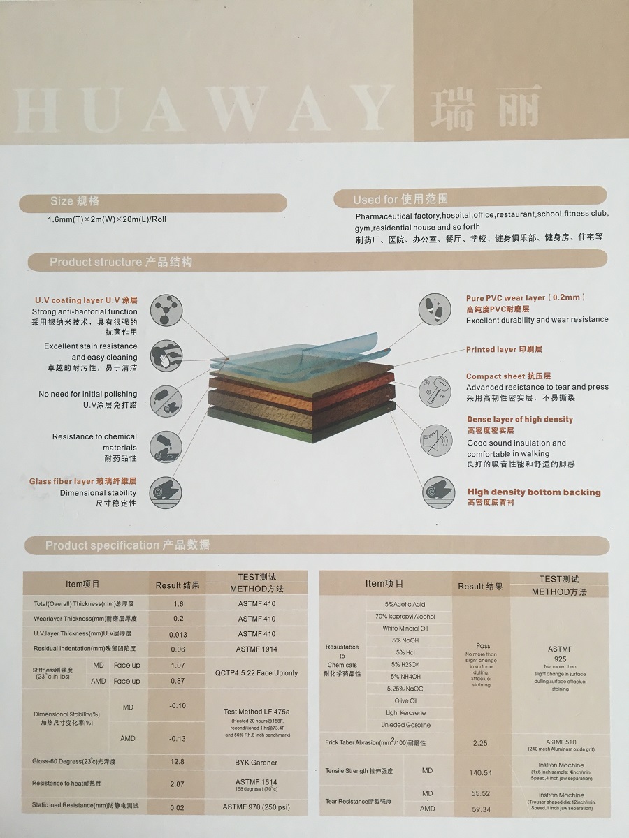 華威瑞麗系列 會(huì)議室/幼兒園pvc卷材彈性地板 產(chǎn)品參數(shù)